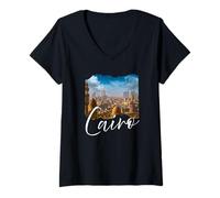 Femme Souvenir du Caire/Le Caire T-Shirt avec Col en V