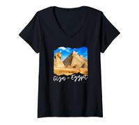 Femme Souvenir du Caire/Le Caire T-Shirt avec Col en V