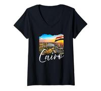 Femme Souvenir du Caire/Le Caire T-Shirt avec Col en V
