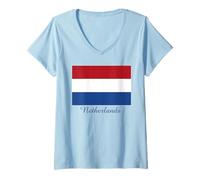 Femme Souvenir du Drapeau des Pays-Bas T-Shirt avec Col en V
