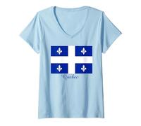 Femme Souvenir du Drapeau du Canada du Québec T-Shirt avec Col en V