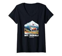 Femme Souvenir du Mont Denali/Mont Denali T-Shirt avec Col en V