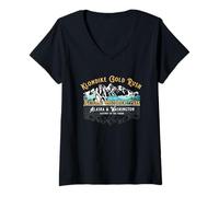 Femme Souvenir du Parc Historique National de la ruée vers l'or du Skagway Klondike T-Shirt avec Col en V