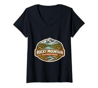 Femme Souvenir du Parc National des Rocheuses du Colorado T-Shirt avec Col en V