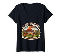 Femme Souvenir du Parc National des volcans d'Hawaï T-Shirt avec Col en V