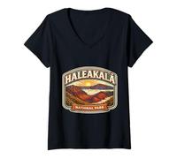 Femme Souvenir du Parc National Haleakala à Hawaï Randonnée T-Shirt avec Col en V