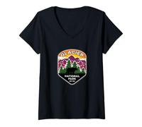 Femme Souvenir d'un Grizzly au Lever du Soleil dans Le Parc National des Glaciers au Montana T-Shirt avec Col en V