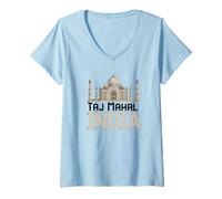Femme Souvenir Indien Taj Mahal pour Femmes et Hommes T-Shirt avec Col en V