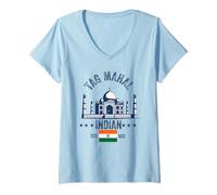 Femme Souvenir Indien Taj Mahal pour Femmes et Hommes T-Shirt avec Col en V