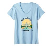 Femme Souvenir Indien Taj Mahal pour Femmes et Hommes T-Shirt avec Col en V