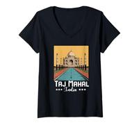 Femme Souvenir Indien Taj Mahal pour Femmes et Hommes T-Shirt avec Col en V