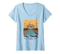 Femme Souvenir Indien Taj Mahal pour Femmes et Hommes T-Shirt avec Col en V