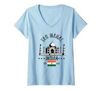 Femme Souvenir Indien Taj Mahal pour Femmes et Hommes T-Shirt avec Col en V