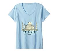 Femme Souvenir Indien Taj Mahal pour Femmes et Hommes T-Shirt avec Col en V