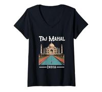 Femme Souvenir Indien Taj Mahal pour Femmes et Hommes T-Shirt avec Col en V