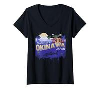 Femme Souvenir Japonais Vintage « I Would Rather Be in Okinawa Japan » T-Shirt avec Col en V