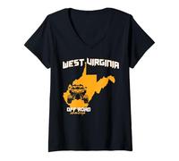 Femme Souvenir local UTV tout-terrain WV de Virginie-Occidentale à quatre roues T-Shirt avec Col en V