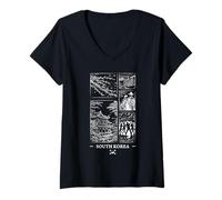 Femme Souvenir Minimaliste de Voyage en Corée du Sud Kpop T-Shirt avec Col en V
