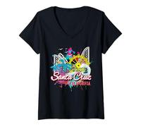 Femme Souvenir Original du Parc d'attractions de Santa Cruz California Beach T-Shirt avec Col en V