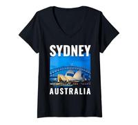 Femme Souvenir Touristique de Sydney Australie célèbre opéra Port T-Shirt avec Col en V