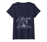 Femme Souvenir Vintage Alaska The Last Frontier T-Shirt avec Col en V