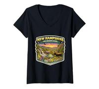 Femme Souvenir Visiteur New Hampshire The Granite State T-Shirt avec Col en V