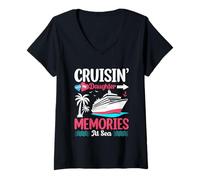 Femme Souvenirs de croisière en mer avec ma Fille T-Shirt avec Col en V