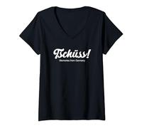 Femme Souvenirs de Tschüss d'Allemagne T-Shirt avec Col en V