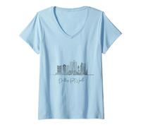 Femme Souvenirs de voyage américains Dallas-Fort Worth Texas Skyline T-Shirt avec Col en V