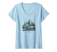 Femme Souvenirs du Canada/Edmonton T-Shirt avec Col en V