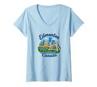 Femme Souvenirs du Canada/Edmonton T-Shirt avec Col en V