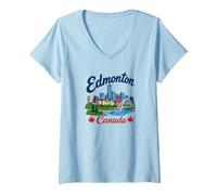 Femme Souvenirs du Canada/Edmonton T-Shirt avec Col en V