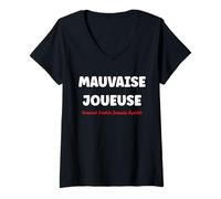 Femme Souvent imitée jamais égalée Humour Mauvaise joueuse T-Shirt avec Col en V