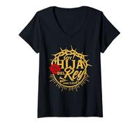 Femme Soy hija Del Rey de Reyes y Señor de Señores T-Shirt avec Col en V