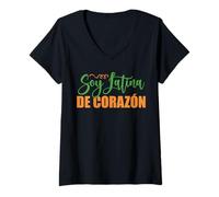 Femme Soy Latina De Corazon T-Shirt avec Col en V
