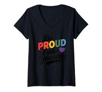 Femme Soyez fier de qui vous êtes LGBTQ Pride Month Groovy T-Shirt avec Col en V