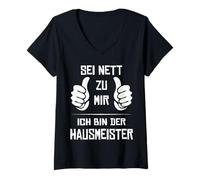 Femme Soyez Gentil avec Moi, Je suis Le Gardien I Facility Manager T-Shirt avec Col en V