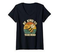 Femme Soyez Gentil avec Votre Esprit T-Shirt avec Col en V