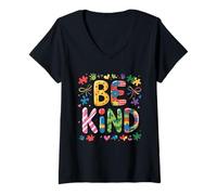 Femme Soyez Gentil, Enseignant en éducation spécialisée, Sensibilisation à l'Autisme, gentillesse T-Shirt avec Col en V