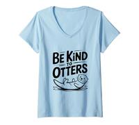 Femme Soyez Gentil pour Les Amoureux des Animaux Mignons T-Shirt avec Col en V