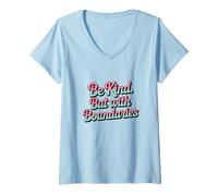 Femme Soyez Gentille, mais avec des limites, Prenez Soin de Vous, Soyez positifs et santé mentale T-Shirt avec Col en V