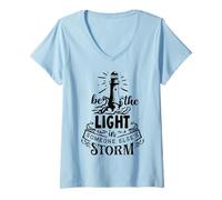 Femme Soyez la lumière dans la tempête de Quelqu'un d'autre T-Shirt avec Col en V