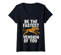 Femme Soyez la Version la Plus Rapide de Votre Motivation guépard T-Shirt avec Col en V