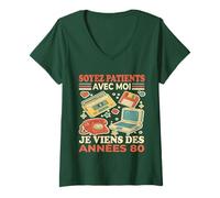 Femme Soyez Patients avec Moi Je Viens des Années 80 - Humour T-Shirt avec Col en V