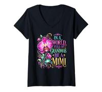 Femme Soyez Une Fleur d'orchidée Mimi dans Un Monde rempli de Fleurs de Grand-mère T-Shirt avec Col en V