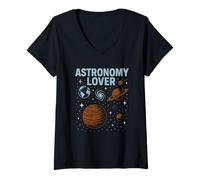 Femme Space Explorer Astronomy Lover Retro Cosmic Cowboy Homme T-Shirt avec Col en V