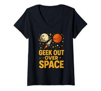 Femme Space Geek Out Galaxy Astronomy Unisexe T-Shirt avec Col en V