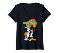 Femme Space Jam Looney Tunes Bugs Daffy Basketball Heroes Classic T-Shirt avec Col en V