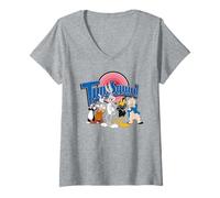 Femme Space Jam Looney Tunes Bugs Daffy Porky Classic Sylvestre T-Shirt avec Col en V