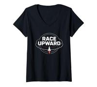 Femme Space Race Cold War Spoutnik Cosmonaute Rocket History T-Shirt avec Col en V